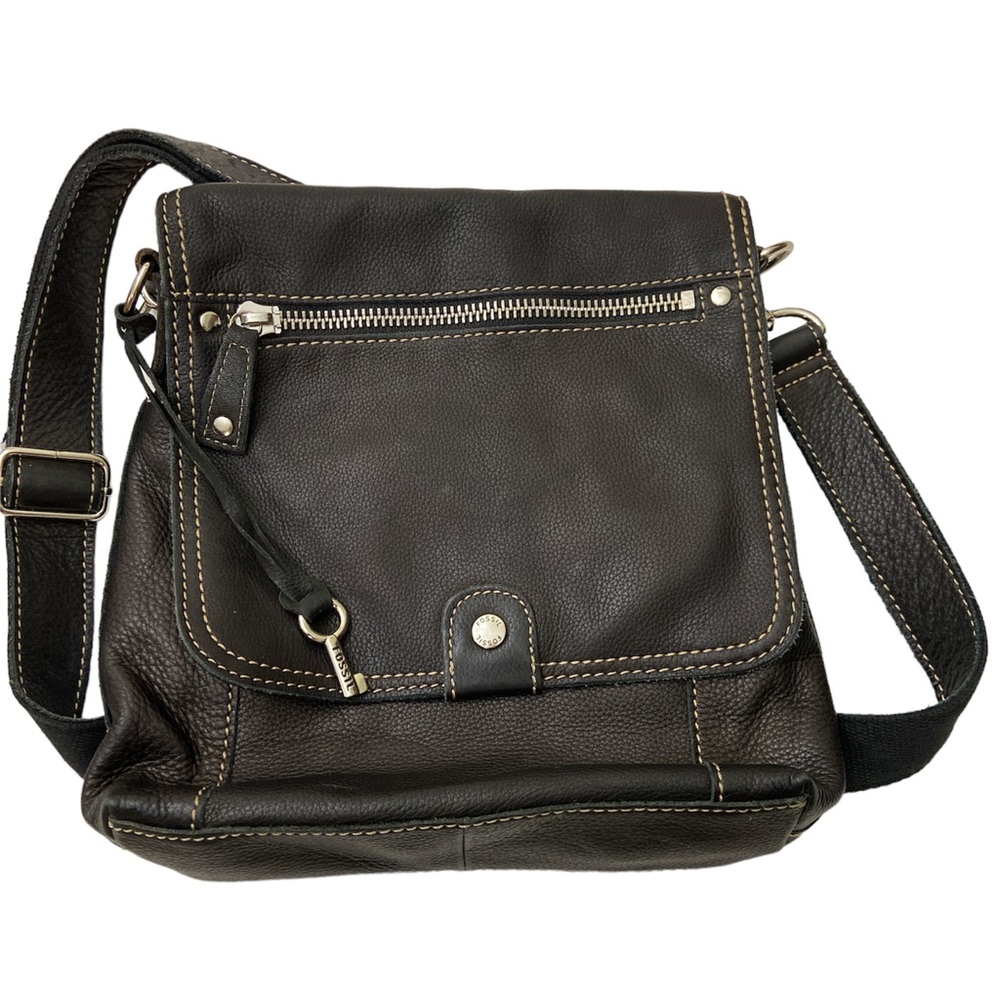 Fossil Leather Messenger Crossbody Bag